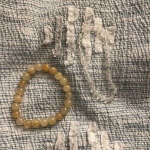 Yellow Beaded Bracelet and Clear Beaded Necklace